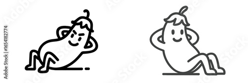 Cute cartoon vegetable character exercising in a playful style