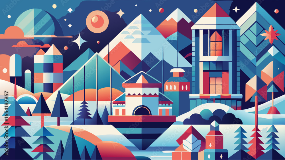 Obraz premium abstract background with colorful houses