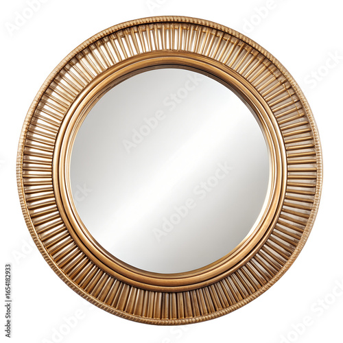 Round wall mirror isolated on transparent background