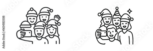 Group of friends taking a selfie during a festive celebration