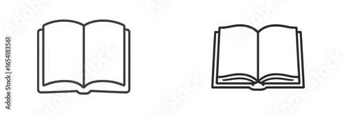 Two open books are depicted in a vector illustration
