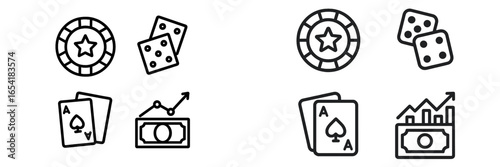 Vector illustration of gambling elements featuring cards and dice