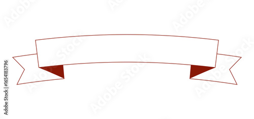 可愛いアーチ型の赤い枠の白リボンイラスト