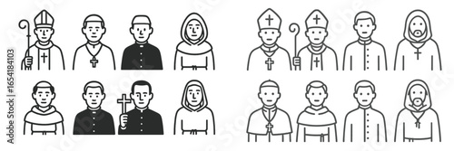 Vector illustrations of diverse religious figures for microstock