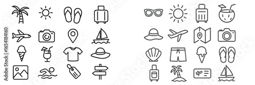 Vector illustration of vacation symbols on a bright background
