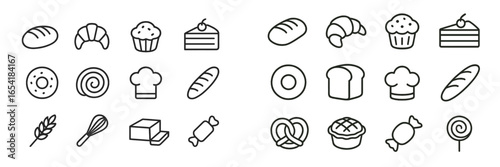 Illustration of baked goods and baking tools for design