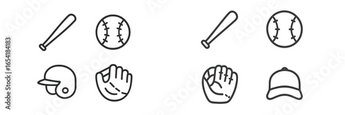 Baseball equipment set for athletic activities in outdoor sports