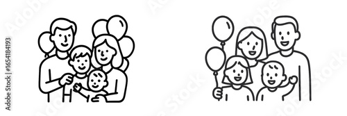 Family celebration with balloons and smiles in a festive atmosphere