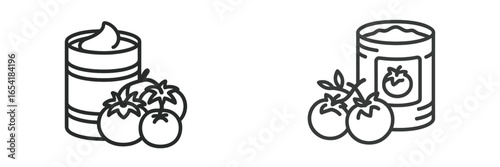 Vector illustration of tomatoes and canned tomato products