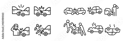 Vector illustration of car accidents in various scenarios