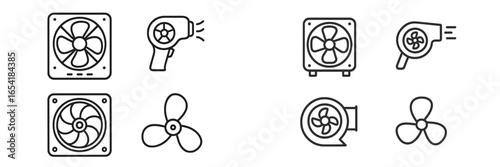 Vector illustration of various fan and blower designs for cooling