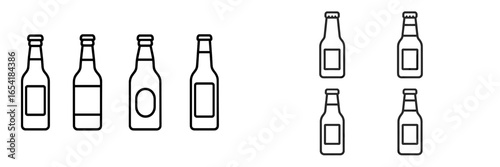 Black and white vector illustrations of beer bottle designs