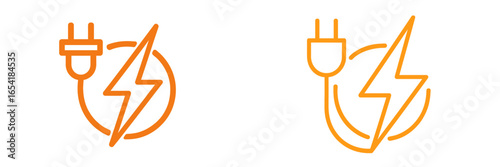 Energy symbol with plug and lightning bolt in vector illustration