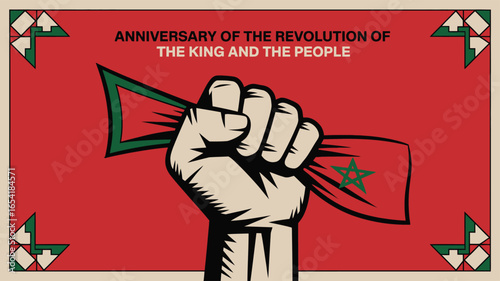 Anniversary of the Revolution Flag Fist King People Unity Celebration