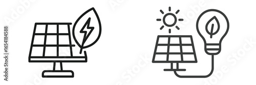 Solar energy concepts with panels and eco-friendly symbols