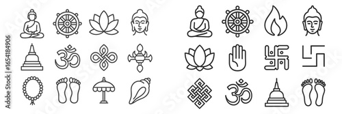 Vector illustration of spiritual symbols in minimalistic design