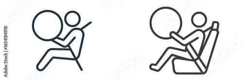 Vector illustration of person holding a circular object while seated