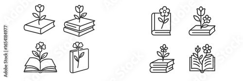Flowers blooming from books in a creative vector art