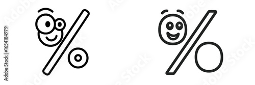 Cheerful percentage symbols with faces for playful design projects