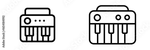 Vector illustration of vintage keyboard with piano keys and buttons