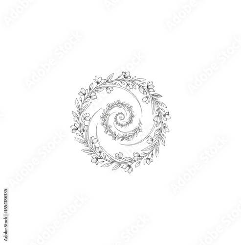 Elegant grayscale floral spiral design