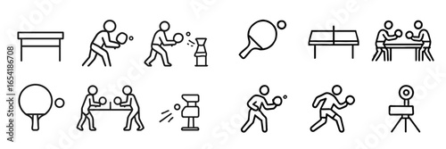Vector art of table tennis players in action