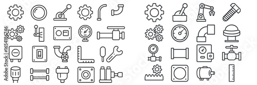 Line art of industrial tools and components