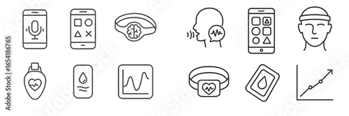 Icons of health tech for wellness and monitoring