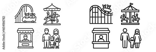 Funfair activities with rides and attractions illustration