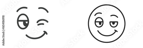 Winking and smirking emoticons showing feelings