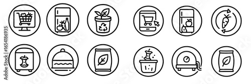 Vector illustration of grocery shopping and sustainability icons