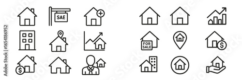 Modern vector icons for real estate and property sales