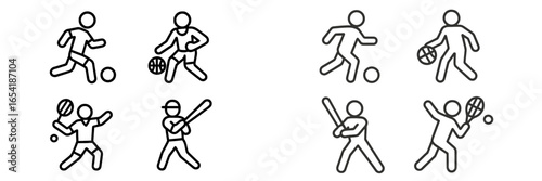 Vector illustration of sports activities featuring stick figures
