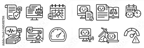 Tools and symbols representing artificial intelligence and legal tasks