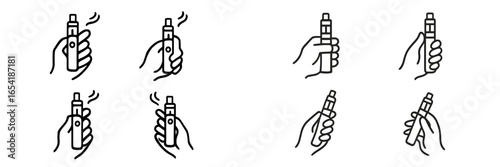 Different hand positions for vaping devices in vector illustration