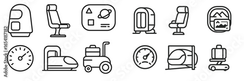 Minimalist vector icons of modern transportation methods