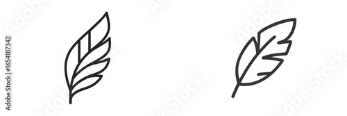 Vector illustration of two unique leaf designs in black outline