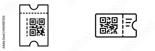 Ticket designs featuring QR codes for events and activities