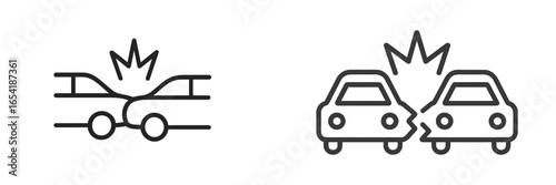 Vector illustration of car collision symbols for safety concepts
