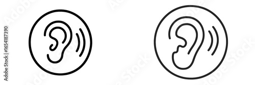 Unique vector illustrations of ear icons with sound waves