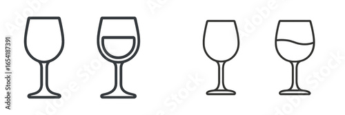 Various styles of wine glasses in a vector illustration design