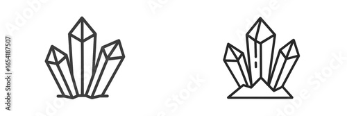 Stylized vector illustration of multiple crystals in geometric shapes