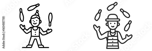 Juggling performers showcasing skills in a festive atmosphere