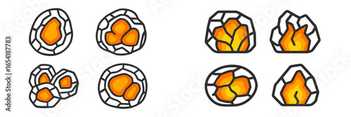 Vector illustration of stylized volcanic rocks and lava formations