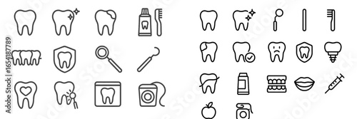 Vector illustration of dental icons for oral health concepts