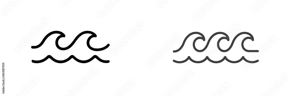Stylized wave vector illustrations for ocean and beach themes