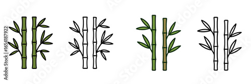 Bamboo plant illustrations showcasing various styles and arrangements
