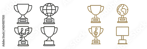Creative trophies for achievements in various fields and categories