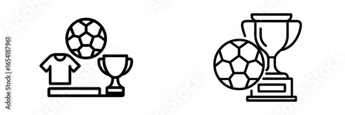Minimalist vector illustration of soccer trophy and jersey design