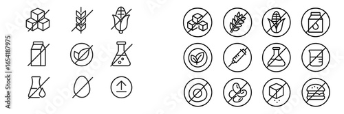 Set of prohibition symbols for food and laboratory items